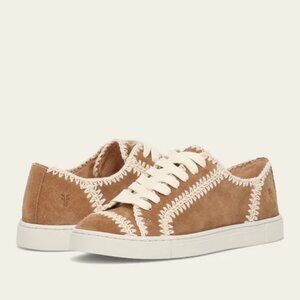NEW FRYE Suede Ivy Crochet Low Sneakers Almond for women 764mn